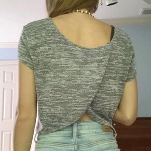 NWOT Hollister Heather Gray Short Sleeve Crop Top